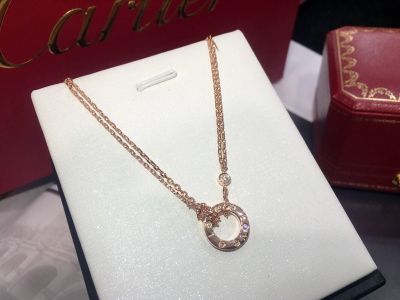Perfect Replica Cartier Love Small Rose Gold Ring Double Necklace 
